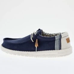 Heydude Men's Hey Dude Wally Linen Natural Navy -Heydude Shop 110792568 03