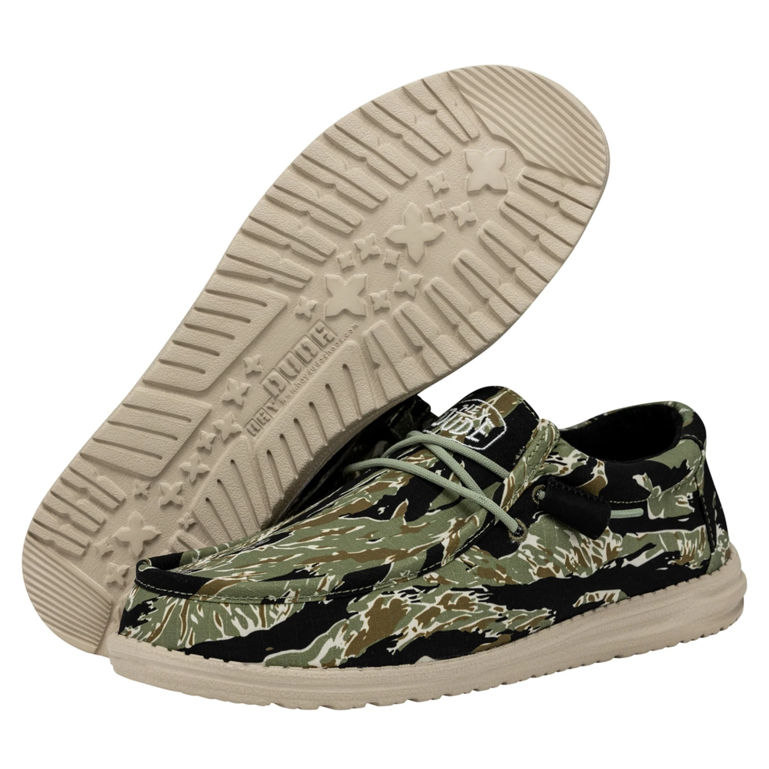 Hey Dude Men's Wally Ripstop Tiger Stripe Camo Heydude Hey Dude Men's Wally Ripstop Tiger Stripe Camo -Heydude Shop 40004 9CJ WALLYCAMOUFLAGE TIGERSTRIPECAMO PAIRBOTTOM